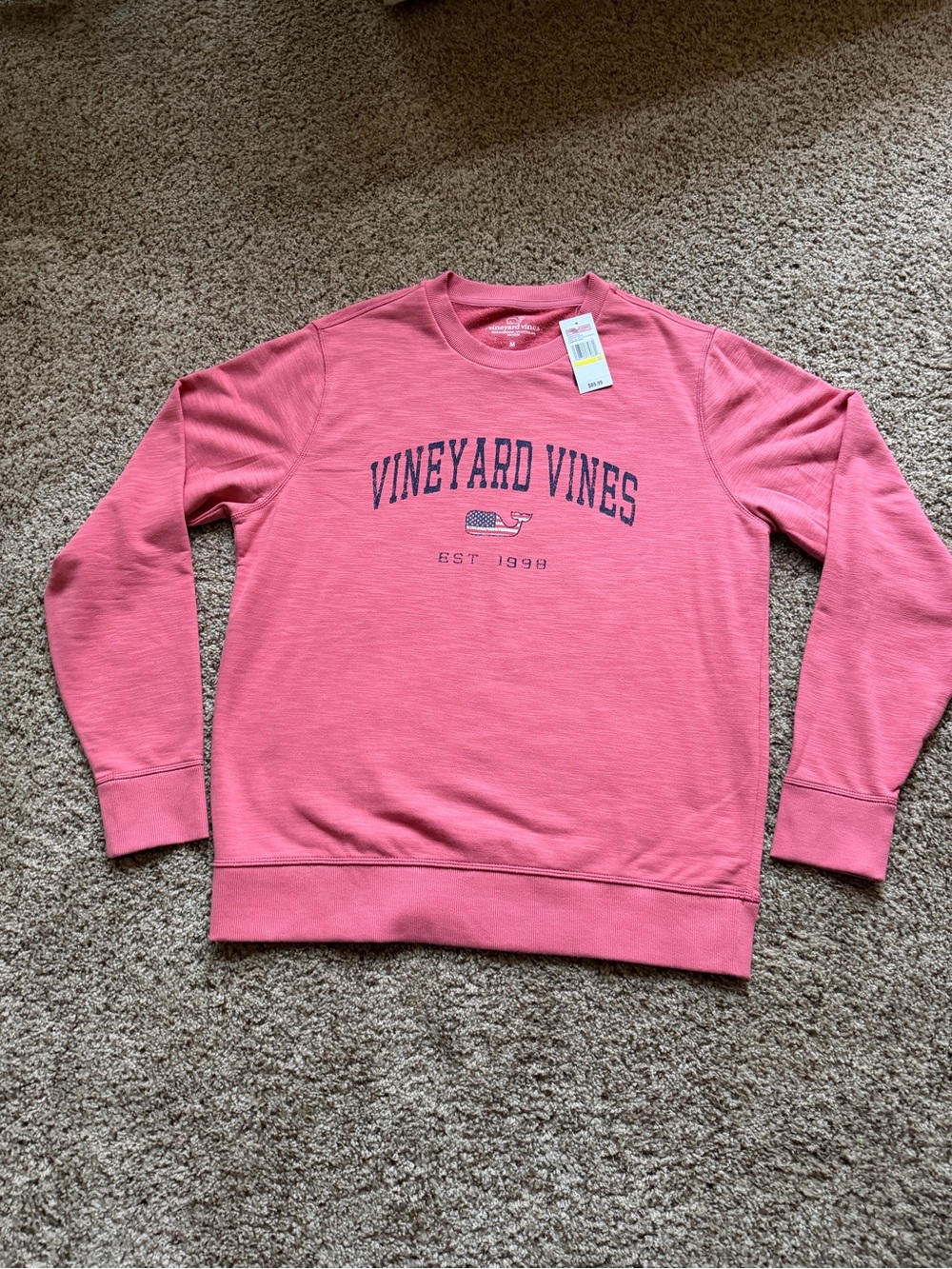 Vineyard Vines Coral Pink Logo Crewneck Sweatshirt